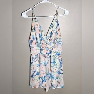 Women's Mahina Floral Boho Open Back Romper, Size Medium